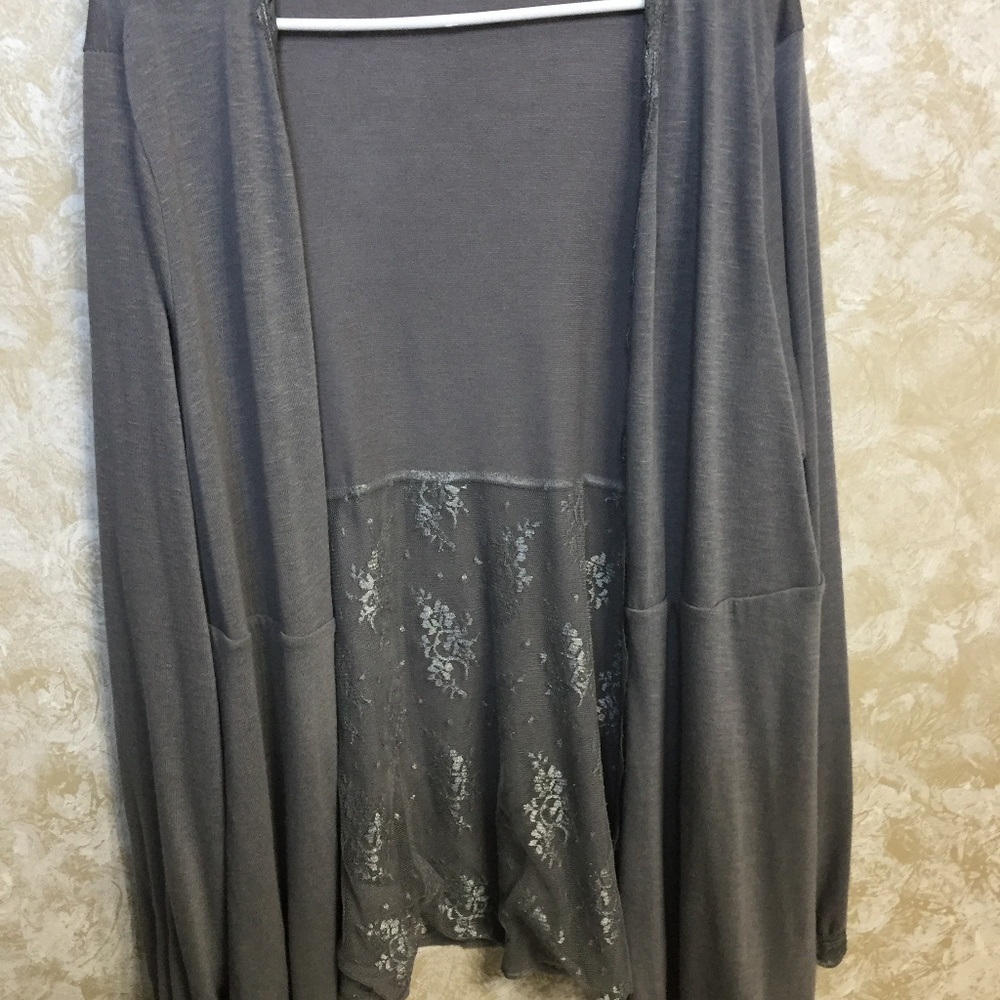 Maurices Gray Lace Trim Cardigans